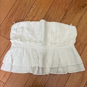 NWOT White Strapless Ruffled Top